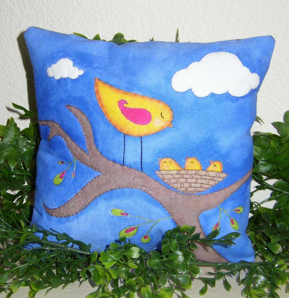 Hand Painted and Embroidered Art Pillow Triplets
