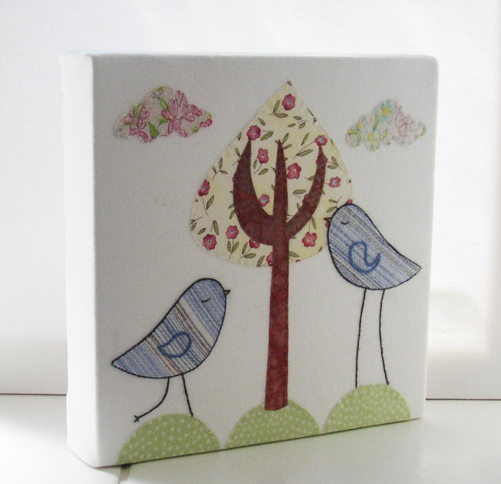 Hand Embroidered Nursery Art Canvas 